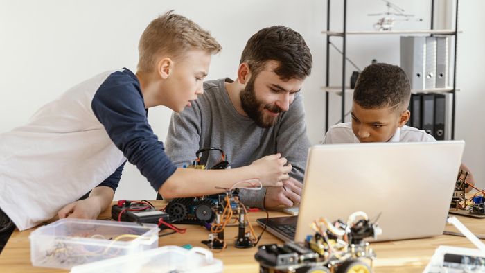 Students at a Codegineers coding competition